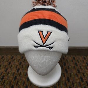Virginia Cavaliers Pom Knit Beanie Hat White Orange Navy Winter Cap 47 Brand